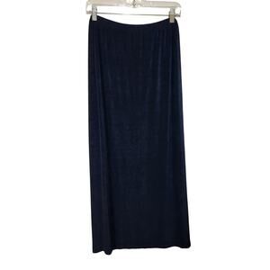 Vintage Venezia Navy Blue Elastic Waist Pull On Straight Maxi Skirt Size 14/16